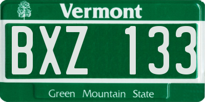 VT license plate BXZ133