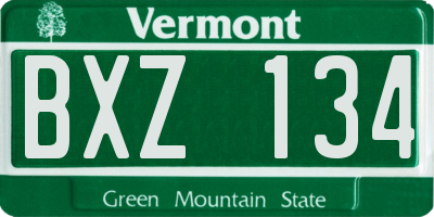 VT license plate BXZ134