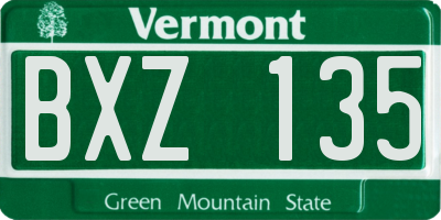 VT license plate BXZ135