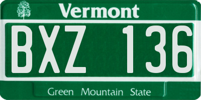 VT license plate BXZ136
