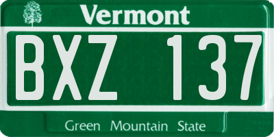 VT license plate BXZ137