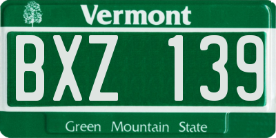 VT license plate BXZ139