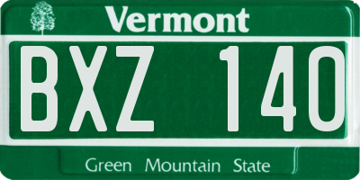 VT license plate BXZ140