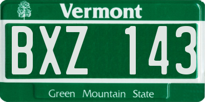 VT license plate BXZ143