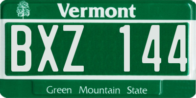 VT license plate BXZ144