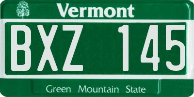 VT license plate BXZ145