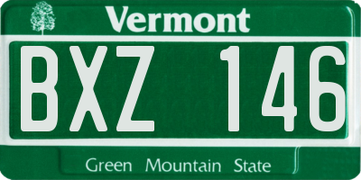VT license plate BXZ146