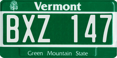 VT license plate BXZ147