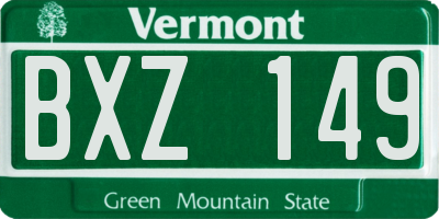 VT license plate BXZ149