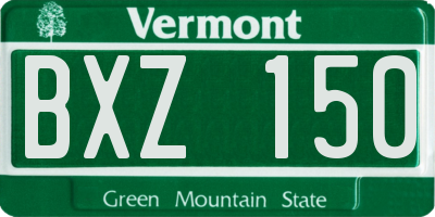 VT license plate BXZ150