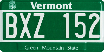 VT license plate BXZ152