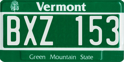 VT license plate BXZ153