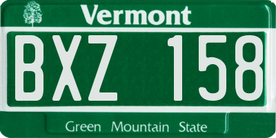 VT license plate BXZ158