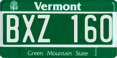 VT license plate BXZ160