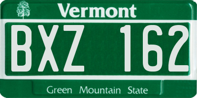 VT license plate BXZ162