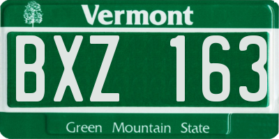 VT license plate BXZ163