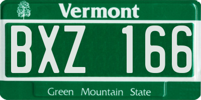 VT license plate BXZ166