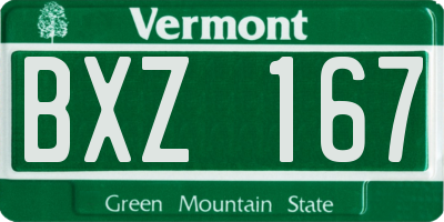 VT license plate BXZ167