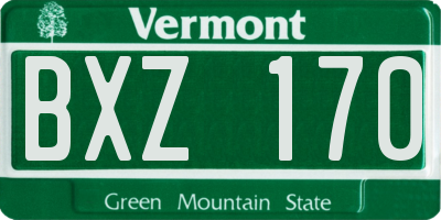VT license plate BXZ170