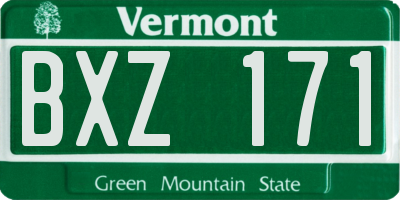 VT license plate BXZ171