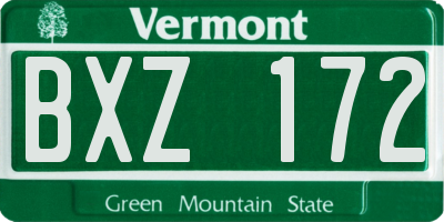 VT license plate BXZ172