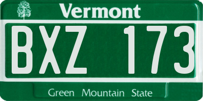 VT license plate BXZ173