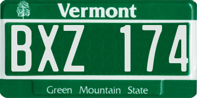 VT license plate BXZ174