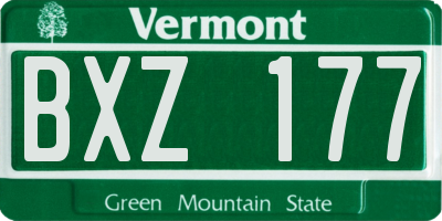 VT license plate BXZ177