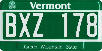VT license plate BXZ178