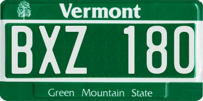 VT license plate BXZ180