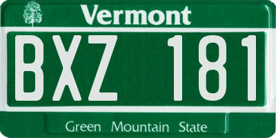VT license plate BXZ181