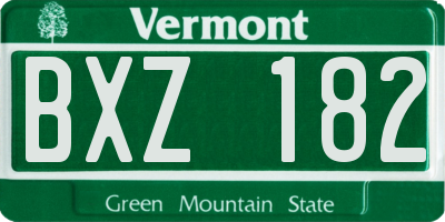 VT license plate BXZ182