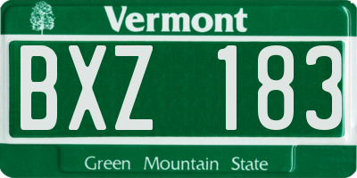 VT license plate BXZ183