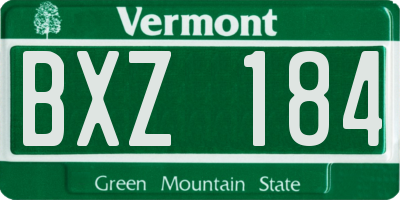 VT license plate BXZ184