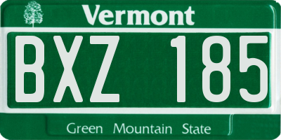 VT license plate BXZ185