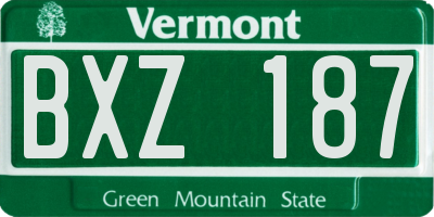 VT license plate BXZ187