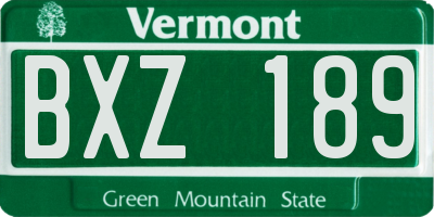 VT license plate BXZ189