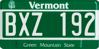VT license plate BXZ192