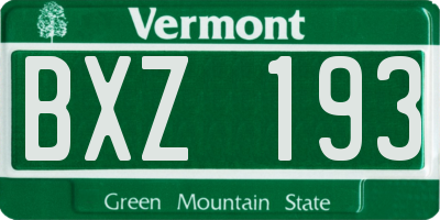 VT license plate BXZ193