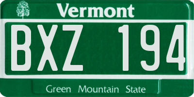 VT license plate BXZ194