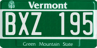 VT license plate BXZ195