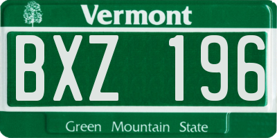 VT license plate BXZ196