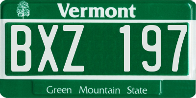 VT license plate BXZ197