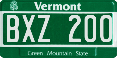 VT license plate BXZ200