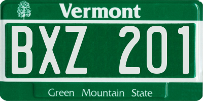 VT license plate BXZ201