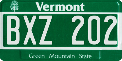 VT license plate BXZ202