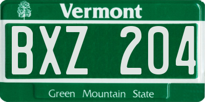 VT license plate BXZ204