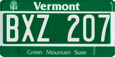 VT license plate BXZ207
