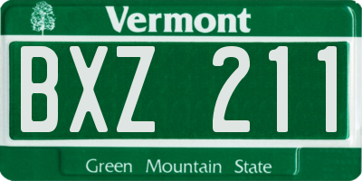 VT license plate BXZ211