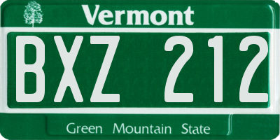 VT license plate BXZ212